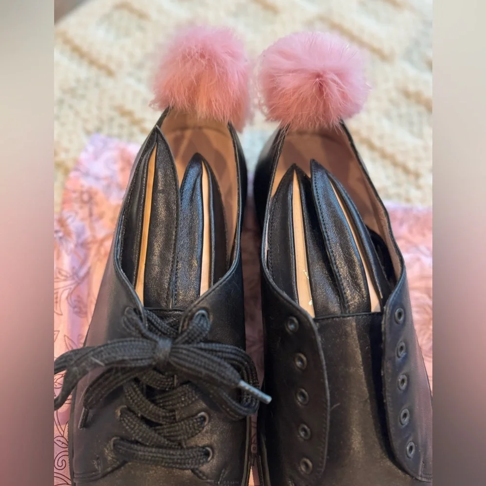 Minna Parikka Black Sneakers with Pink Pom-Pom size 7.5 / 38 - Picture 5 of 7